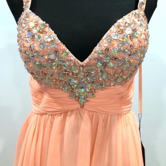 BNWT Nina Canacci beaded chiffon gown - Picture 3 of 14